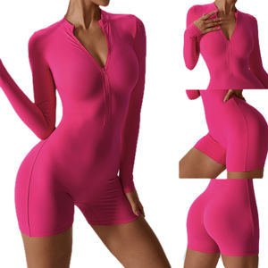 उच्च गुणवत्ता वाली खुली गर्दन जिपर लंबी आस्तीन वाली जम्पसूट नृत्य फिटनेस पर्वतारोहण ने सेक्सी तंग योग जम्पसूट - Product Image 1