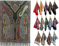 Haute qualité usine musulmane Femme châles enveloppes cravates Jacquard Paisley fleur Viscose Nylon hiver luxe Pashmina écharpes