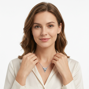 Collar Adodo 2025 de Moda, Cadena de Eslabones Chapada en Oro de Plata 925, Antideslustre, con Colgante en Forma de V, Joyería de Moissanita con Corte 1CT VVS1 GRA - Product Image 2