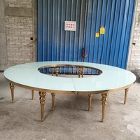 Table serpentine en acier inoxydable massif CZ210511-9 Tables à manger en forme de lune en acier inoxydable blanc pour la fête de mariage