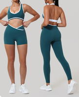 Nouveaux ensembles de vêtements de sport personnalisés pour femmes : hauts de fitness respirants, shorts taille en V et soutien-gorge pour l'entraînement et le yoga