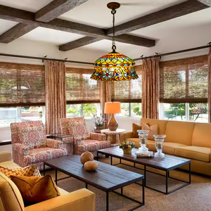 Tiffany İskandinav el yapımı abajur akdeniz pastoral çalışma yemek odası yatak oturma odası koridor balkon lambası avize - Product Image 2