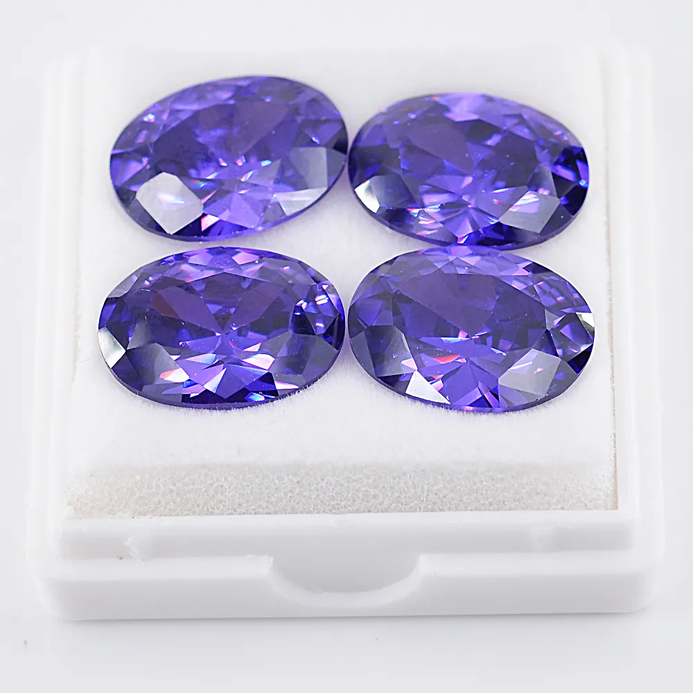 5A Low rate American cut cubic zircon gems Fake diamond oval shape purple cz cubic zirconia price