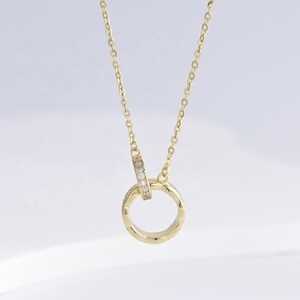 wholesale plata 925 silver geometric 18k gold western necklace Everyday Wear simple women Circle heart zircon Charm necklaces - Product Image 1