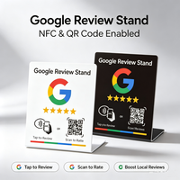 Support de table Google Review programmable avec plaque NFC et code QR imprimé sur mesure pour salons, restaurants, commerces de détail et entreprises