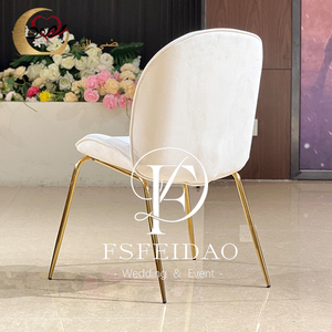Silla de Hotel Moderna de Terciopelo Blanco, Respaldo Sólido, Patas Doradas Cónicas, Muebles Comerciales para Interiores - Product Image 6