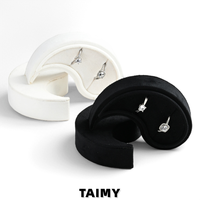 Boîte à bague en velours avec logo personnalisé, Yin Yang noir et blanc, pour couple, mariage, fiançailles, emballage de bijoux de luxe, cadeau unique, élégant et haut de gamme