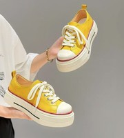 Chaussures en toile rétro à semelle épaisse, style fin, semelle épaisse, augmentant la taille, respirantes, baskets de sport décontractées pour femmes