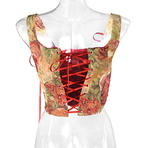 Mignon Double Petit Gilet Poitrine <span class=keywords><strong>Top</strong></span> Papillon Bandoulière Corset <span class=keywords><strong>Noeud</strong></span> Encre Chrysanthème Fishbone Corset Taille <span class=keywords><strong>Bustier</strong></span> <span class=keywords><strong>Top</strong></span> - Product Image 6