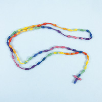 Bracelet chapelet arc-en-ciel, perles de prière colorées tissées à la main avec mini croix crucifix, cordon en nylon, souvenirs de festivals religieux