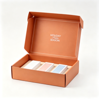 Boîte d'emballage en carton ondulé personnalisée avec logo, en kraft, découpée, pliable, pour cadeaux et expédition, avec poignée, faible MOQ