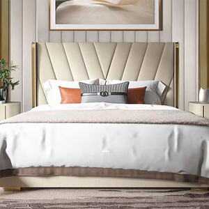 Juego de Dormitorio Doble King Size de Lujo Barato al por Mayor de Foshan, Juego de Muebles de Dormitorio Modernos con Estructura de Madera Completa para el Hogar - Product Image 1