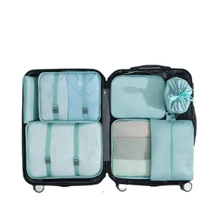 Factory Wholesale Lightweight Travel Luggage Organizer Bags 7 Pcs Packing Cubes Travel Bag Set With Laundry Shoe Bag