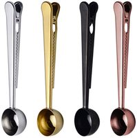 Cuillère doseuse à café 2-en-1 portable PSC, compatible lave-vaisselle, en acier inoxydable, avec pince, capacité 15 ml, pour café moulu et grains