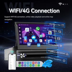 Podofo 7 pouces <span class=keywords><strong>Autoradio</strong></span> 6 + 128G 8core Android Rétractable Car Audio Sans Fil Carplay/Android Auto DSP EQ Wifi GPS FM/AM/RDS - Product Image 2