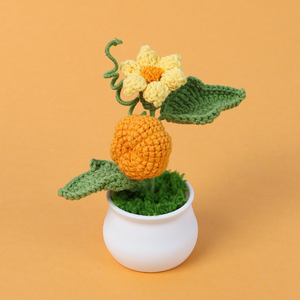 Adorno de Ganchillo Hecho a Mano con Forma de Fruta en Maceta, Planta Verde de Imitación de <span class=keywords><strong>Caqui</strong></span> Tejida con Hilo, Serie de Frutas y Verduras, Mini Bonsái, Regalo - Product Image 4