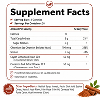 OLLI OEM Gummies sans sucre à la cannelle de Ceylan avec Chrome et Citrate de Sodium, Nootropiques, Complément Cérébral, Gummies à la cannelle