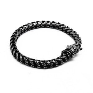 yunnique Men's Black <b>Titanium</b> Steel Bracelet Geometric <b>Chain</b> Magnetic Clasp Motorcycle Style Jewelry - Product Image 5
