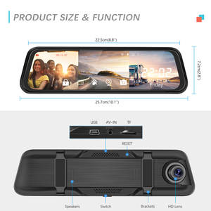 Podofo 9.66 "IPS 3 렌즈 대시 캠 DVR WIFI HD 1440P 방수 운전 레코더 야간 투시경 내장 카메라/전면 + 후면 카메라 - Product Image 5