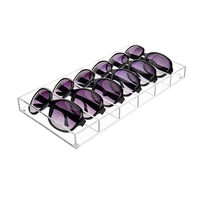Lunettes de soleil en acrylique sur mesure, organisateur divisé, étui de rangement transparent à 6 fentes pour lunettes, plateau d'affichage empilable pour lunettes de soleil