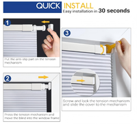 Rideau Nid d'Abeille Facile à Installer Sans Perçage, en Polyester Occultant, Imperméable, Anti-UV, Anti-Moustiques, Silencieux