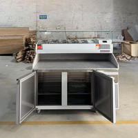 Table de préparation réfrigérée pour pizzas en acier inoxydable de 59 pouces, table de préparation commerciale avec réfrigérateur intégré
