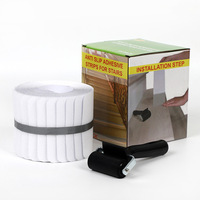 Autocollant antidérapant en PVC PET de 6 pouces, adhésif simple face sensible à la pression, blanc transparent, pour carreaux de signalisation