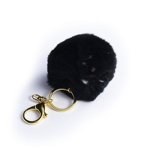 Porte-monnaie personnalisé en gros avec breloque pompon en fourrure noire mignonne - Product Image 2