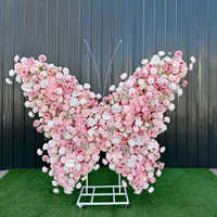 Decoración de Pared de Mariposas y Rosas de Seda Hechas a Mano, Panel de Fondo Romántico Rosa y Azul para Bodas, Reutilizable, Ecológico y Reciclable