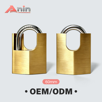 Cadenas en laiton semi-encapsulé de 60 mm avec anse, en laiton massif et acier trempé, anti-coupure, avec logo personnalisé OEM, pour conteneurs et quais maritimes
