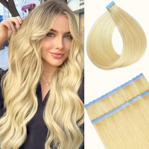 Extensiones de <span class=keywords><strong>Cabello</strong></span> Adhesivas Marrón <span class=keywords><strong>Rubio</strong></span>, <span class=keywords><strong>Cabello</strong></span> Humano Sin Costuras de 22 Pulgadas, Color Mixto P4-27 #   613 #   Extensiones de <span class=keywords><strong>Cabello</strong></span> Humano Real con Cinta Adhesiva - Product Image 2