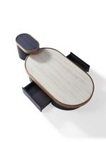 Table basse moderne OEM avec rangement, table basse ovale en bois pour salon, appartement
