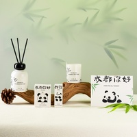 Coffret Cadeau Diffuseur de Roseaux Panda Chinois avec Carte de Vœux Parfum Bambou Huile Essentielle Naturelle Souvenir Parfum d'Ambiance Personnalisable