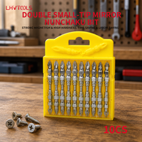 LJ-105 10 embouts de tournevis cruciformes double extrémité 65 mm, poli miroir, tête antidérapante S2 PH2, petite pointe, étui jaune
