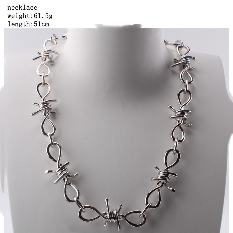 White K-style thick thorn necklace