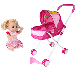 Poussette pliable pour bébé en plastique fabriquée en usine, jouet de simulation de voiture pour poupée, jouet pour enfants de 5 à 7 ans - Product Image 3