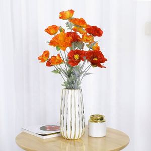 Bouquet de coquelicots en soie pas cher, fleurs artificielles pour la maison, fleurs décoratives pour mariage - Product Image 2
