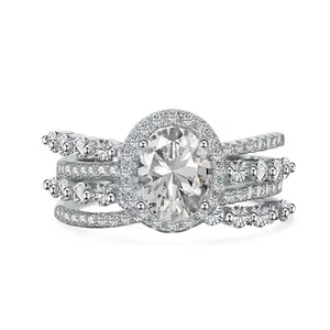 Cubic Zirconia Round Baguette Hope Oval Promise Ring 925 Sterling Silver Stack Compromiso Boda Mujeres Diamond Cz Anillos Band