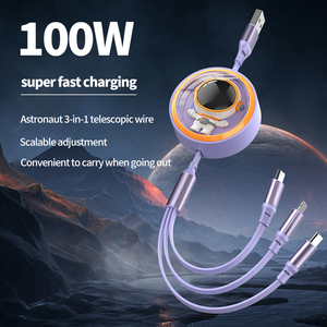 100W siêu nhanh sạc 3 trong 1 có thể thu vào cáp dữ liệu di động, thích hợp cho iPhone/<span class=keywords><strong>Android</strong></span>/TypeC, Bán buôn sạc cáp - Product Image 5
