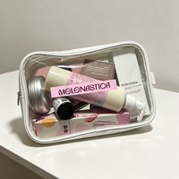 Trousse de Toilette/Maquillage Transparente en PVC Imperméable Personnalisable avec Poignées pour Femme