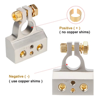 2 connecteurs de borne de batterie de voiture en cuivre, pinces de câble audio stéréo, adaptateur 0/2/4/8/10GA, kit modifié 12V automobile