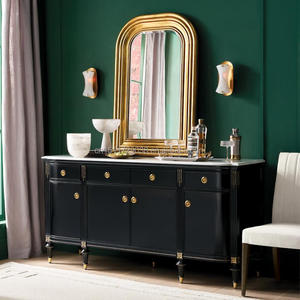 <span class=keywords><strong>Credenza</strong></span> Classica di Lusso <span class=keywords><strong>Nera</strong></span> con Piano in Marmo, Mobile Buffet per Sala da Pranzo e Casa - Product Image 3