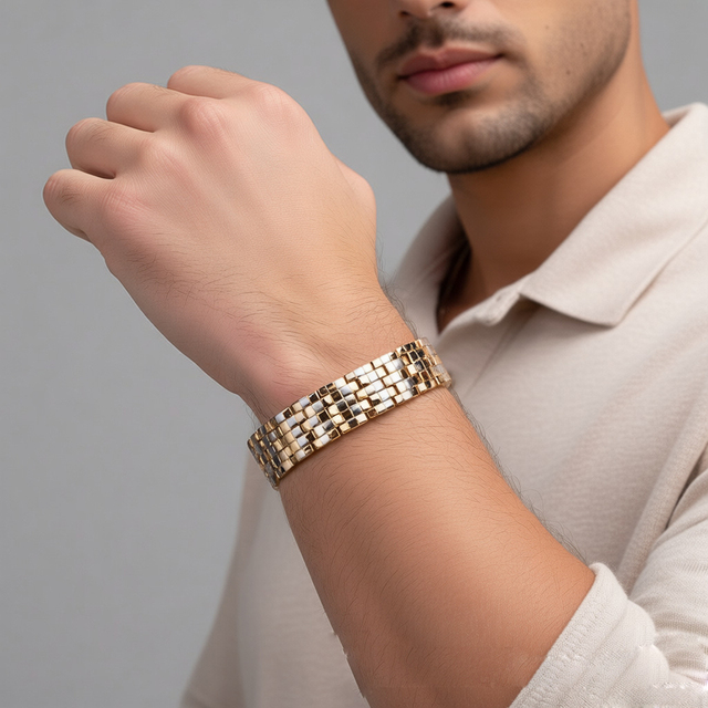 Hot Sale Stainless Steel Health Blood Pain Relief Pressure Ion Bio Energy Magnetic Therapy Bracelet for Men