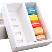 Prix de gros, boîte de macaron à biscuits transparente personnalisée, gâteau dessert pain de boulangerie, boîte d'emballage cadeau en papier avec insert de séparation en papier
