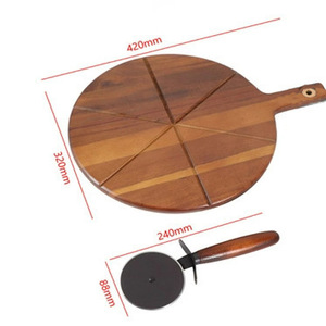 Juego de Tablas de Cortar Redondas de Madera, Tabla de Servir de Madera Maciza para Pizza, Carne, Charcutería, para Fiestas - Product Image 2
