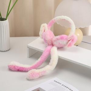 Chauffe-oreilles en peluche pour enfants avec oreilles de fraise qui bougent et son, tendance <span class=keywords><strong>TikTok</strong></span>, design ours en fourrure - Product Image 4