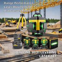 Niveau laser croisé 4D 360 ° à 16 lignes Kit trépied laser croisé 4D 360 ° à 16 lignes en métal