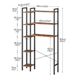Scaffale portaoggetti da bagno CF Industrial a 8 ripiani reversibile in legno rustico e metallo, da posizionare sopra il WC, per la casa - Product Image 2
