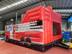 Maison gonflable commerciale de rebond de camion de pompiers avec le videur combiné de glissière sautante de glissière à vendre - Product Image 4