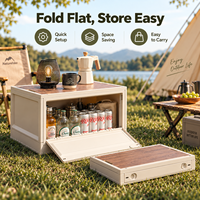 Boîte de rangement pliable et empilable pour le camping, grande capacité, boîte extérieure, organisateur de cuisine de camping, rangement pour coffre de voiture